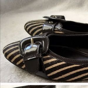 Beautiful leather and calf hair zebra print flats